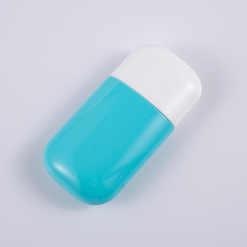 Niebieska butelka z filtrem przeciwsłonecznym PE o pojemności 30 ml i 50 ml z ochroną UV